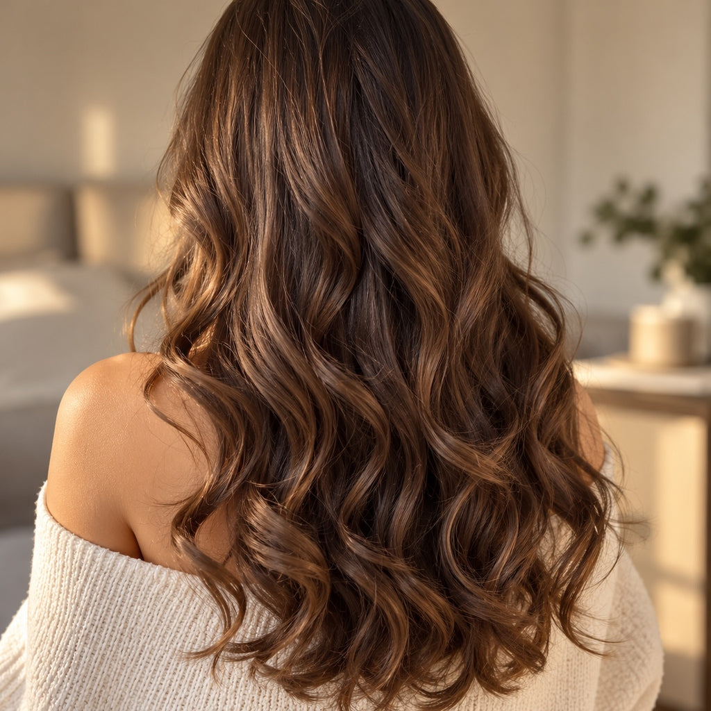 Soft loose curls, back view (illustrative)